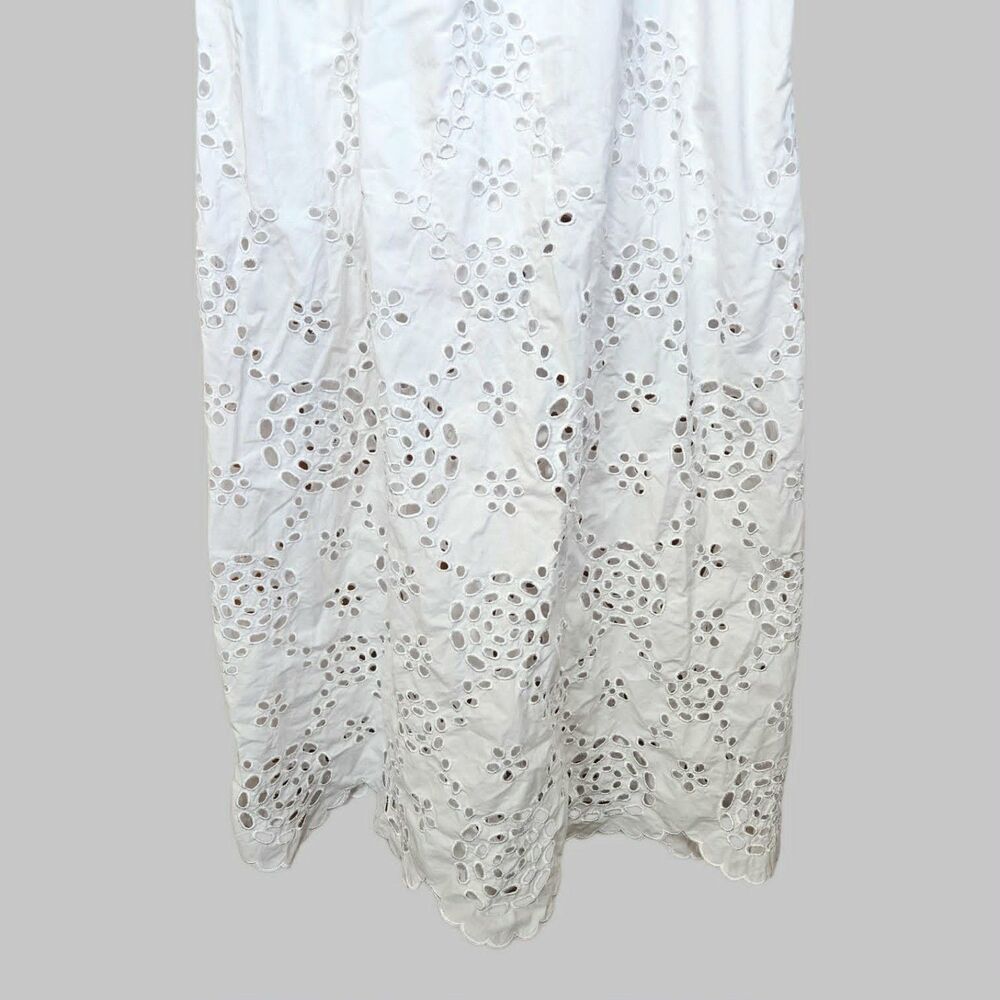 Madewell 100% Cotton Poplin White Eyelet Summer Midi Dress - Picture 6 of 11